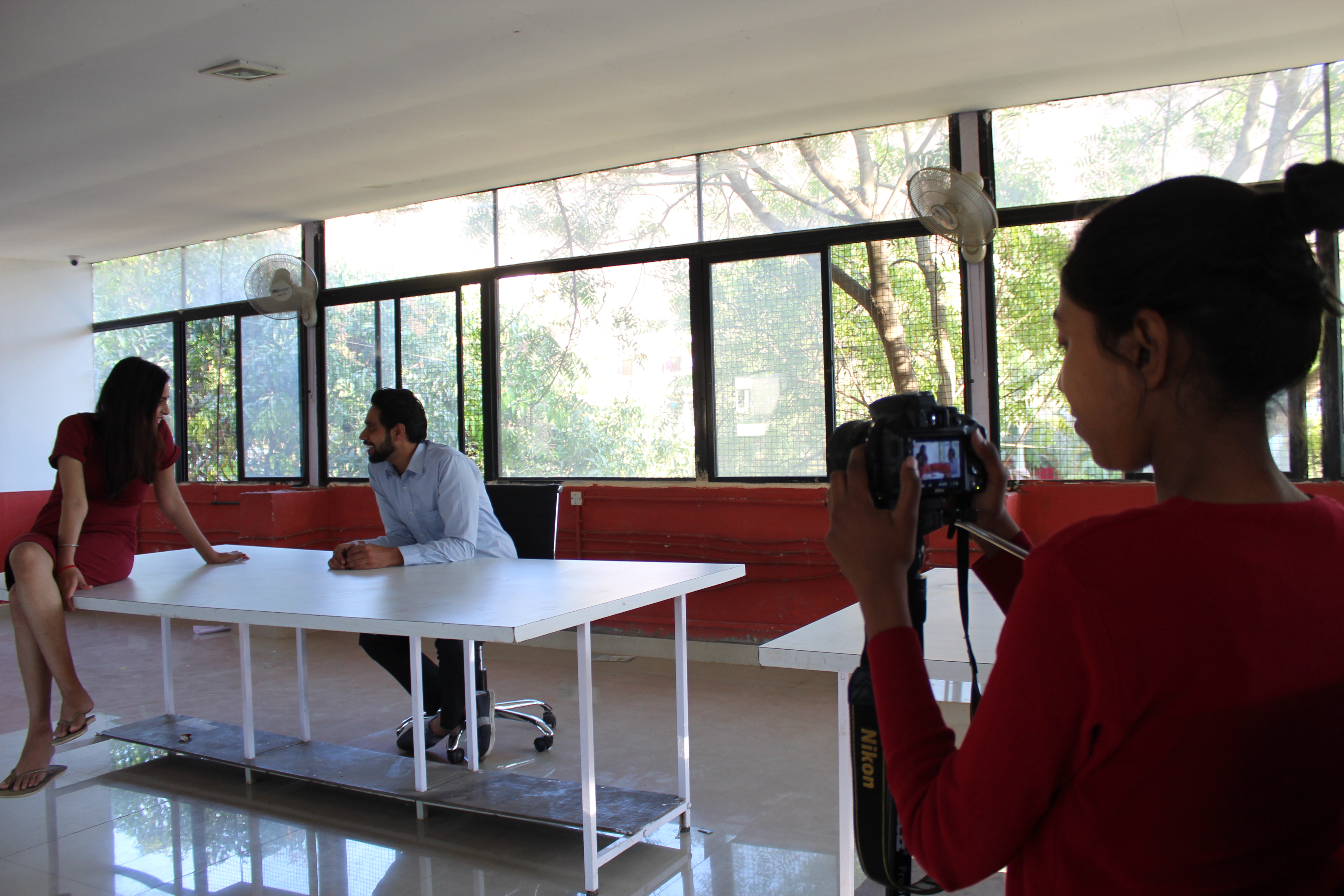 Studio setup and crew at work